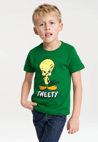 LOGOSHIRT Shirt 'Tweety - I Hate Pussycats Vogel' in Groen: voorkant