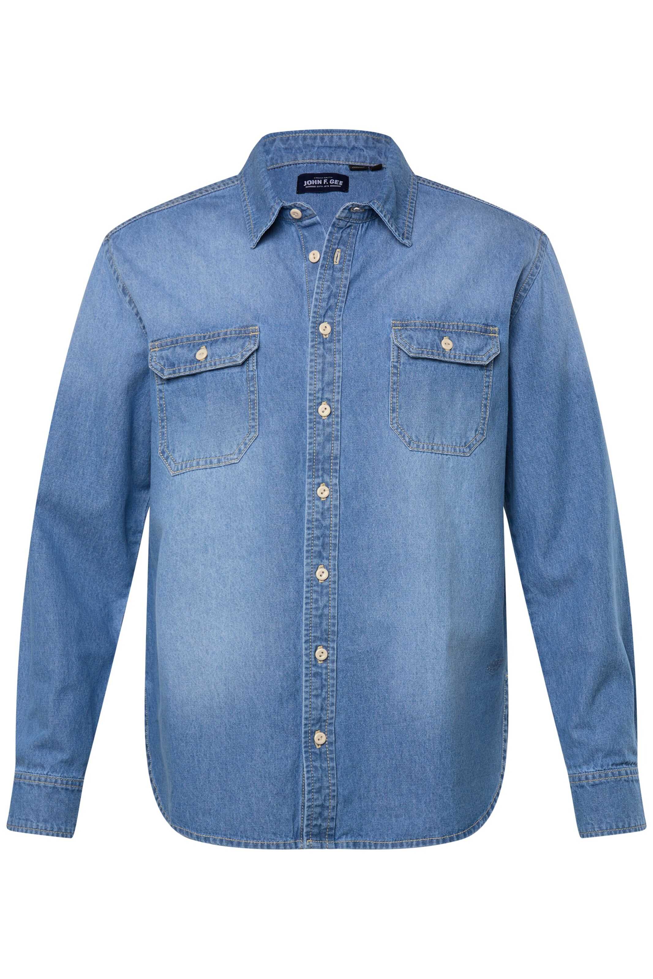 John F. Gee Regular Fit Hemd in Blau: Vorderseite