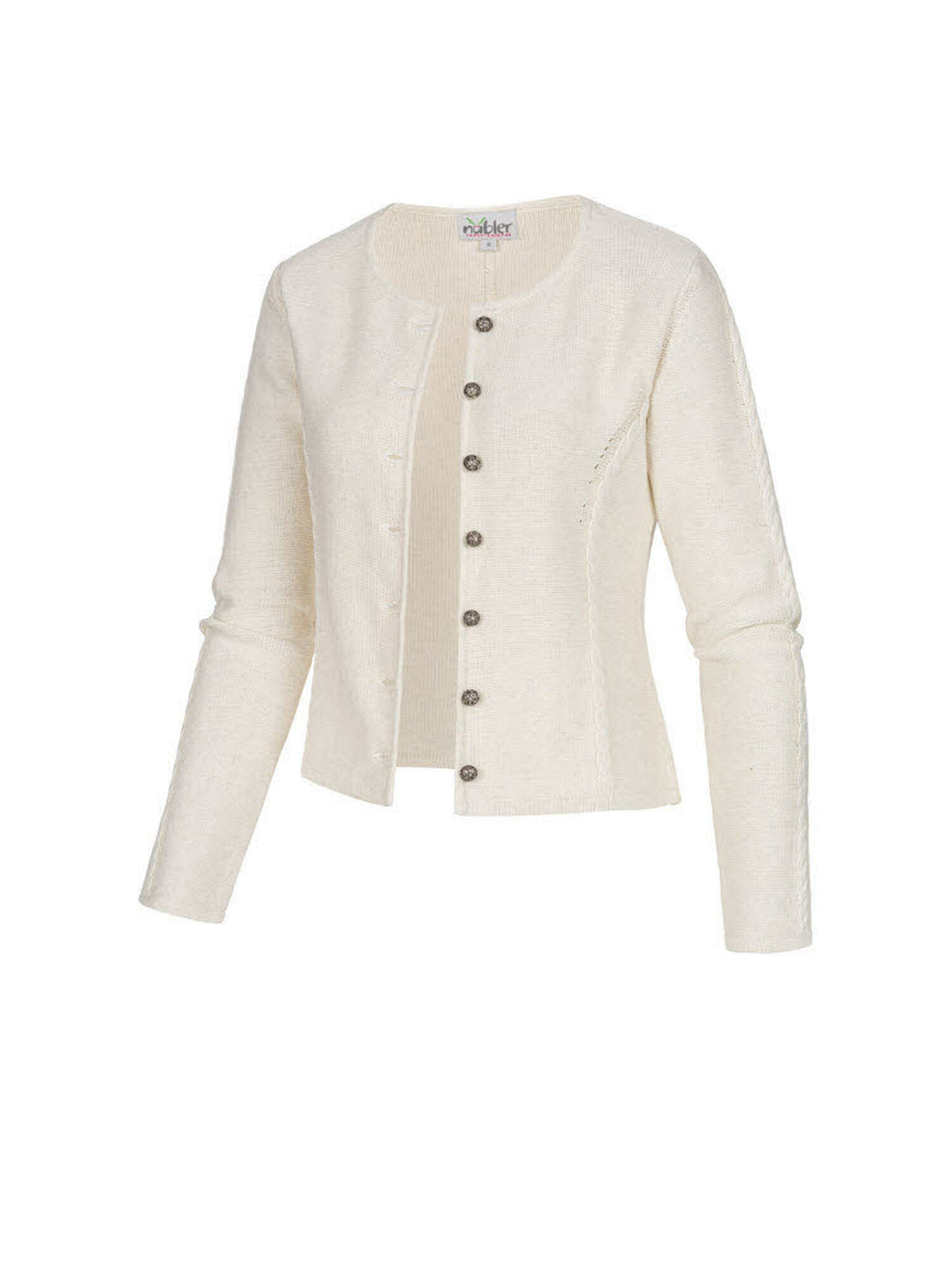 Trachtenhof Nübler Strickjanker 'Strickjacke Amira'‌‌‌‌‌‌‌‌‌‌ in Weiß: Vorderseite