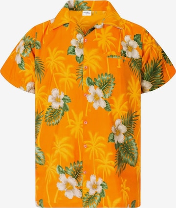 King Kameha Shirt 'Small Flower' in Gelb: Vorderseite