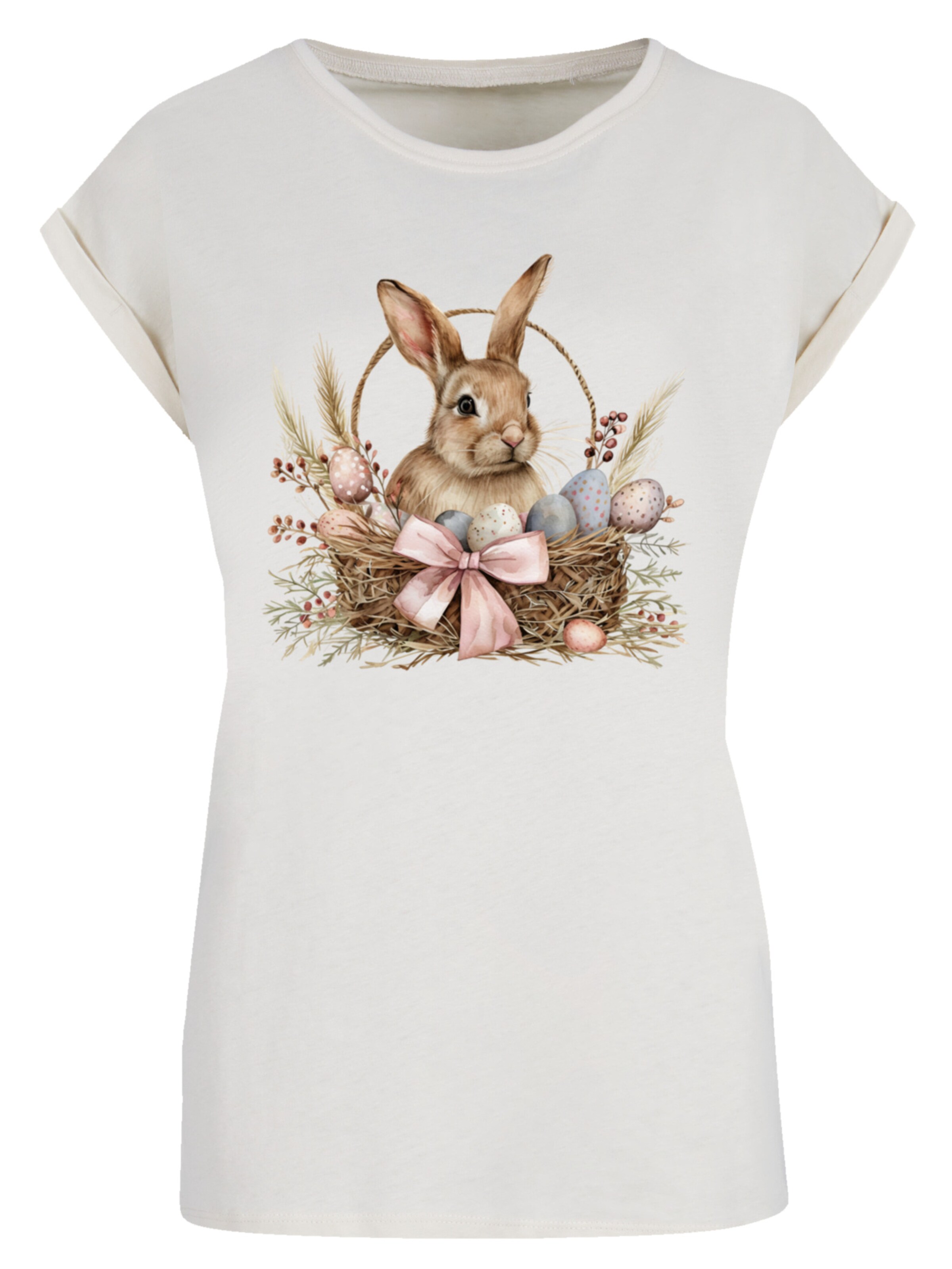 F4NT4STIC Shirt 'Osterhasen Korb Dekor' in Beige: voorkant