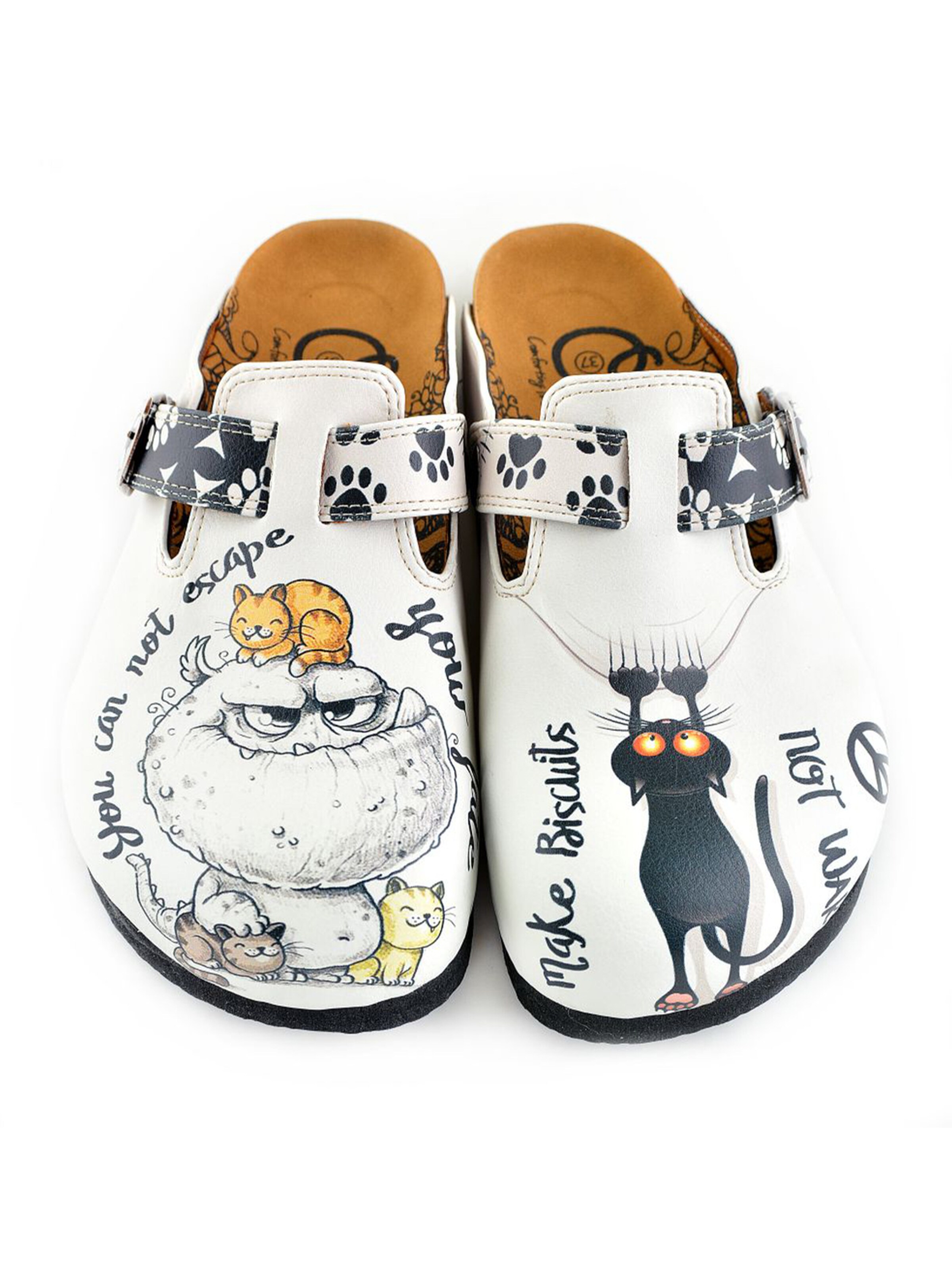 Goby Træsko 'Women shoes Goby-Calceo mules with cats WCAL342' i hvid