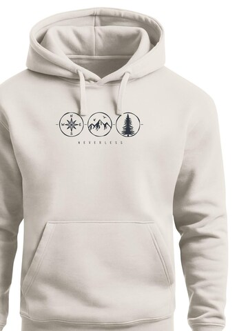 Neverless Sweatshirt 'Outdoor Kompass' in Beige