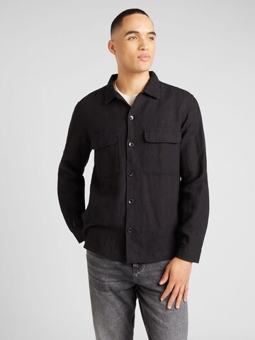 SELECTED HOMME Comfort fit Button Up Shirt 'SLHMADS' in Black: front