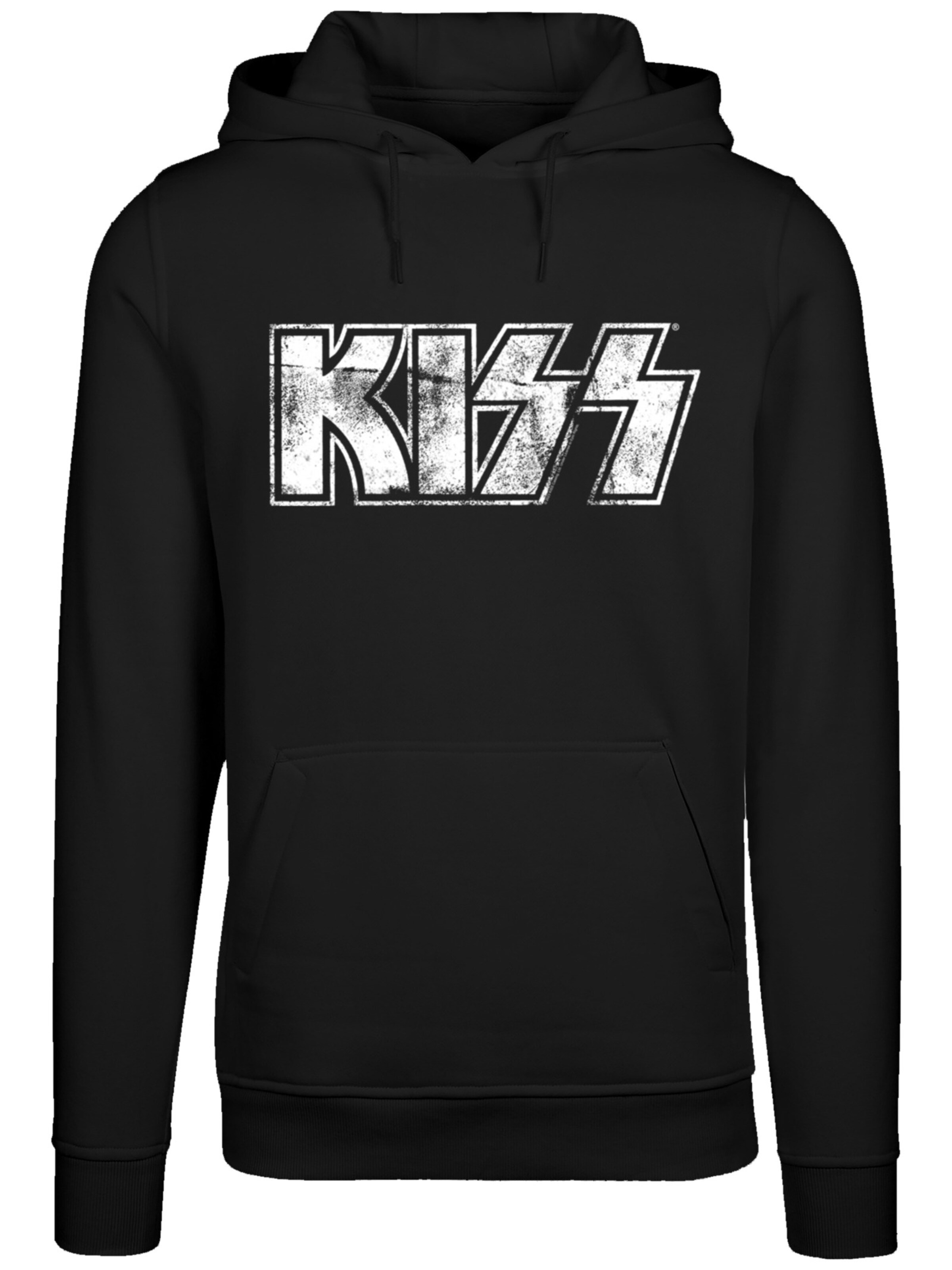 Sweat-shirt 'Kiss Rock Music Band Vintage ' F4NT4STIC en noir : devant