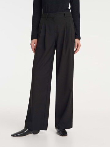 OPUS Wide leg Pleat-Front Pants 'Melpa' in Black: front