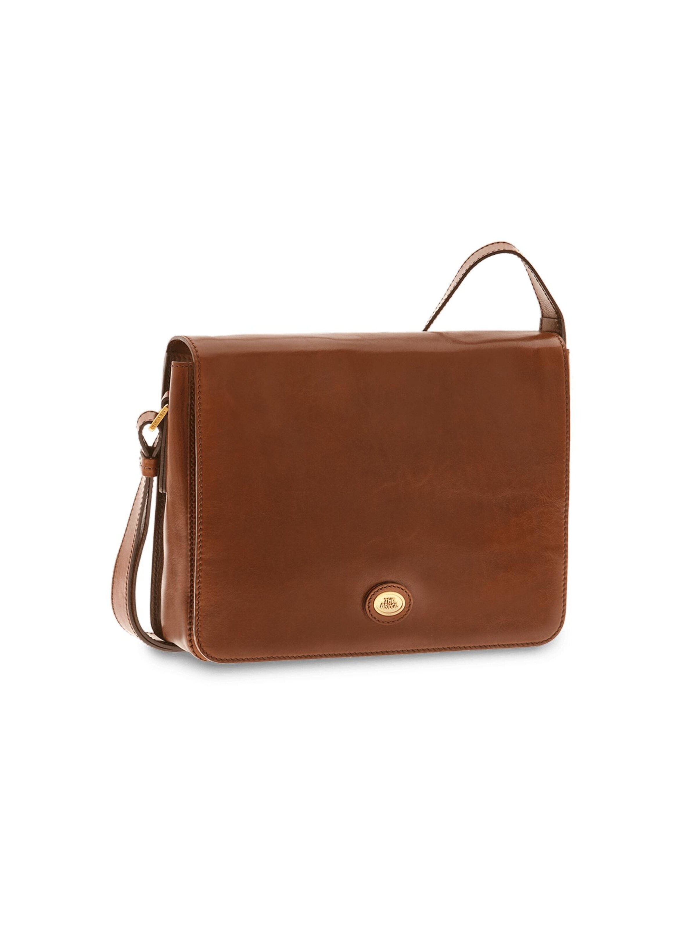 The Bridge Crossbody Bag in Brown: front