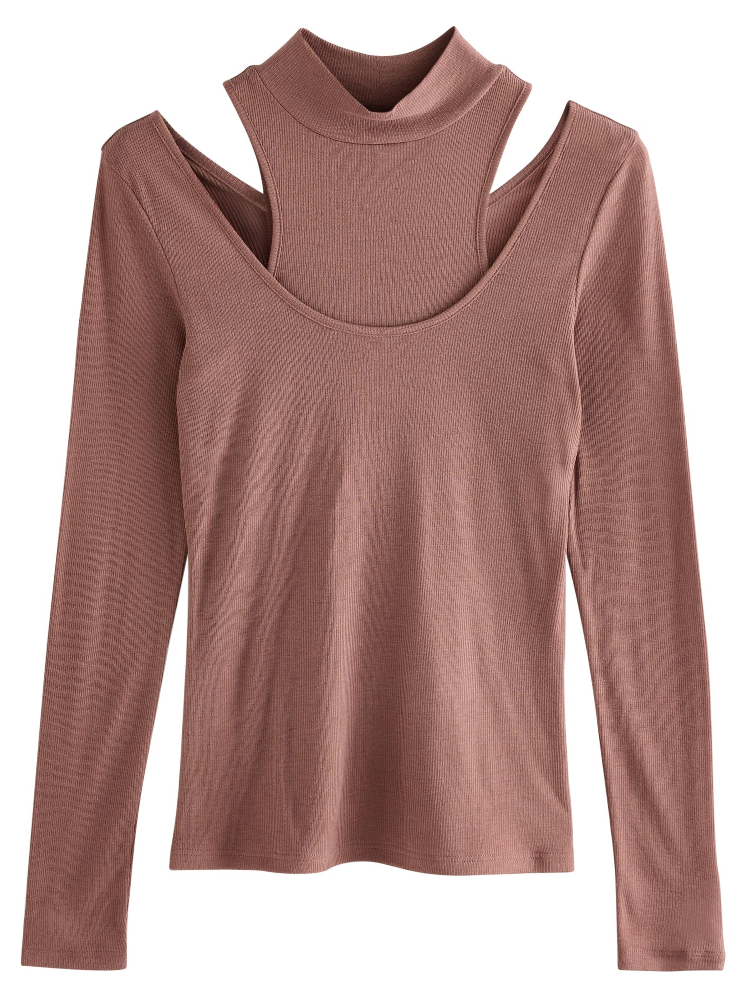 Next T-shirt i brun: framsida