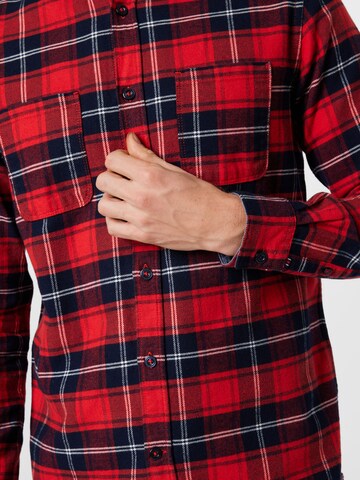 TOM TAILOR Comfort fit Button Up Shirt in Red