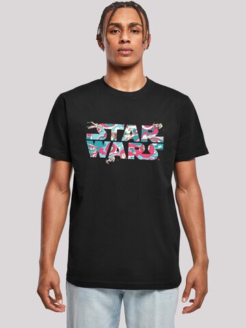 F4NT4STIC Shirt 'Star Wars Wavy Ship' in Schwarz: Vorderseite