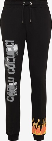 Carlo Colucci Tapered Broek 'Cirillo' in Zwart: voorkant