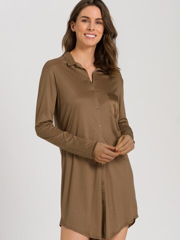 Hanro Pajama Shirt 'Grand Central' in Brown: front