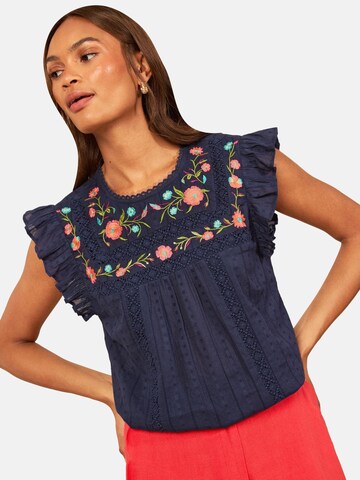love & roses Blouse in Blue: front