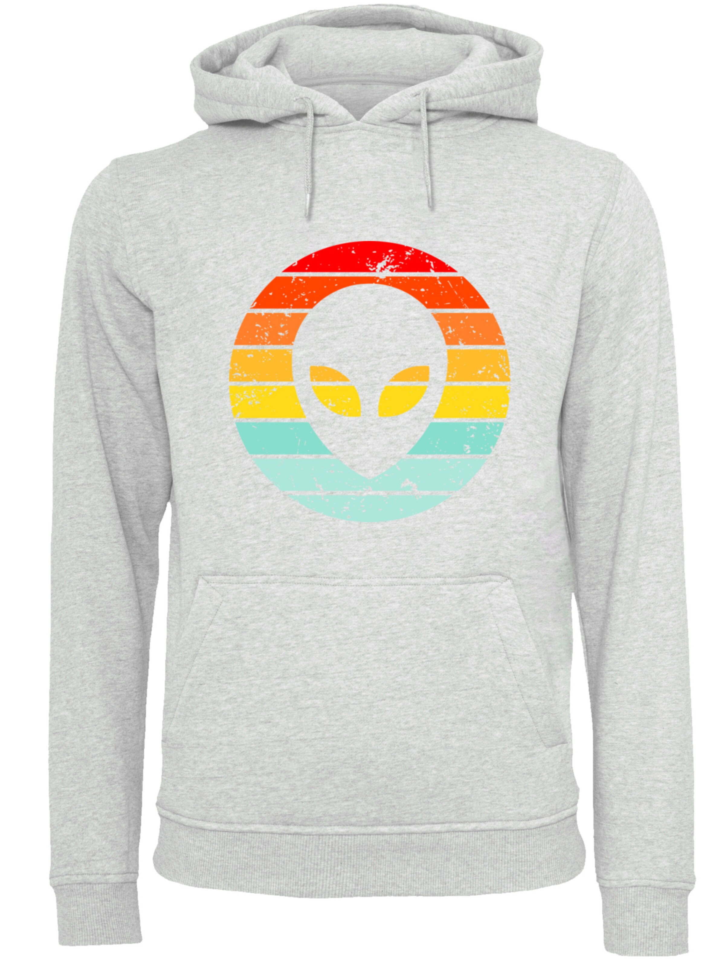 F4NT4STIC Sweatshirt 'Alien Head Retro Sunset' in Grey: front