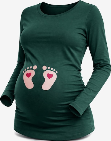 M.M.C. Shirt 'Baby Füße Umstandslangarmshirt' in Green: front