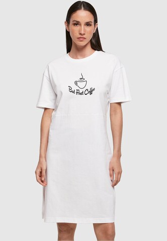 Merchcode Kleid 'But First Coffee' in Weiß: Vorderseite