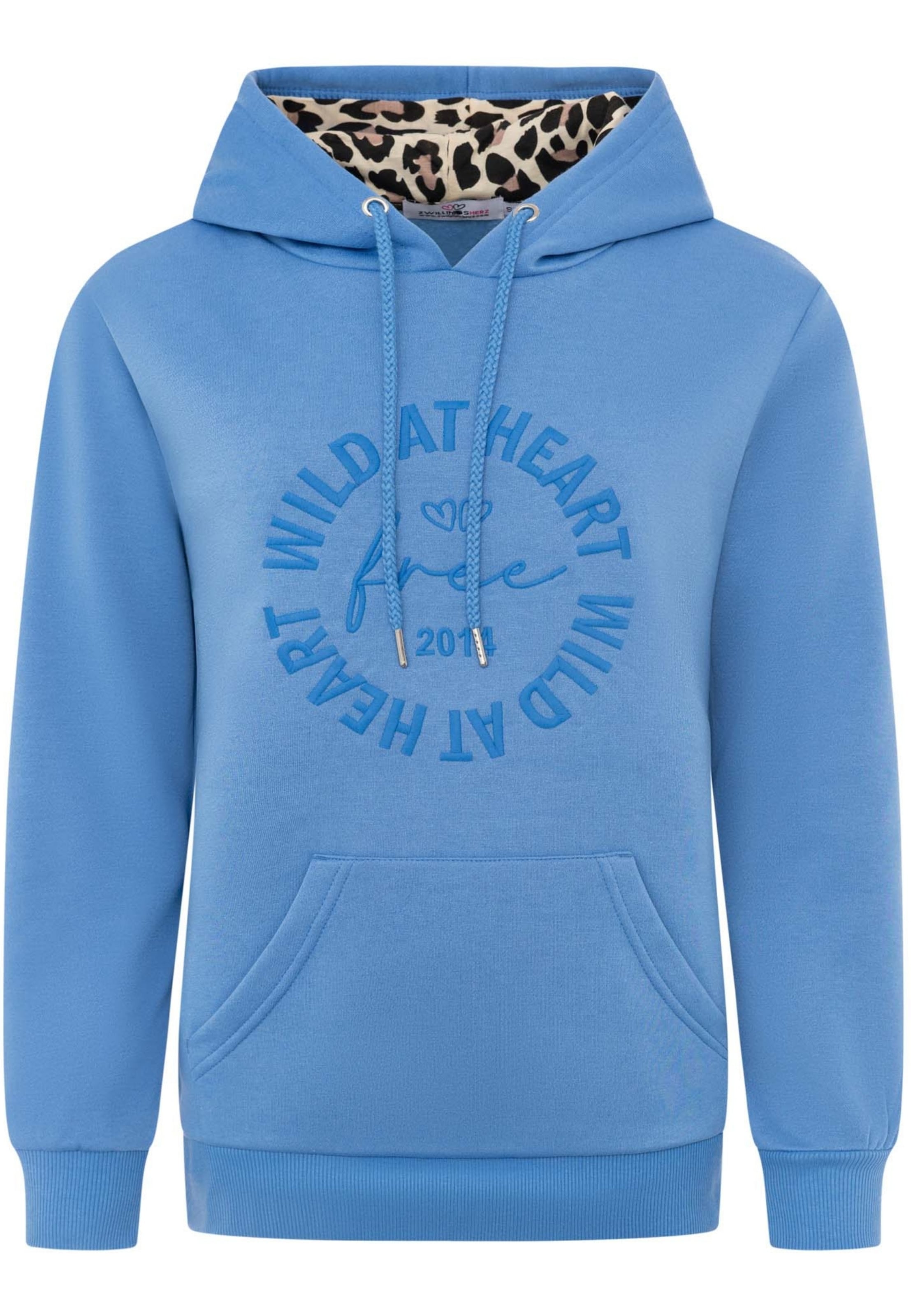 Zwillingsherz Sweatshirt 'WILD AT HEART' in Blauw: voorkant