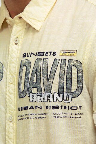 CAMP DAVID Slim fit Button Up Shirt in Yellow