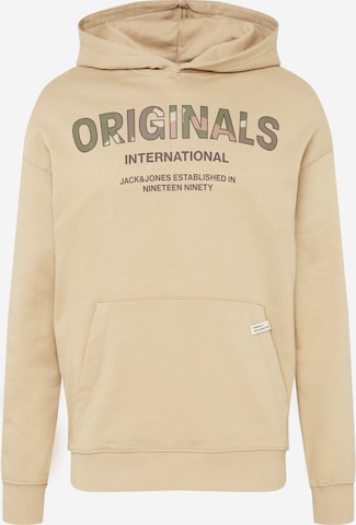 Sweat-shirt JACK & JONES en beige : devant