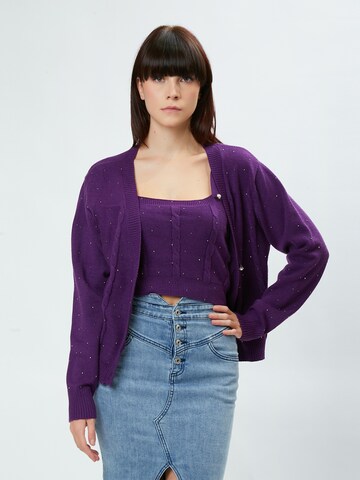 Influencer Knit cardigan in Purple