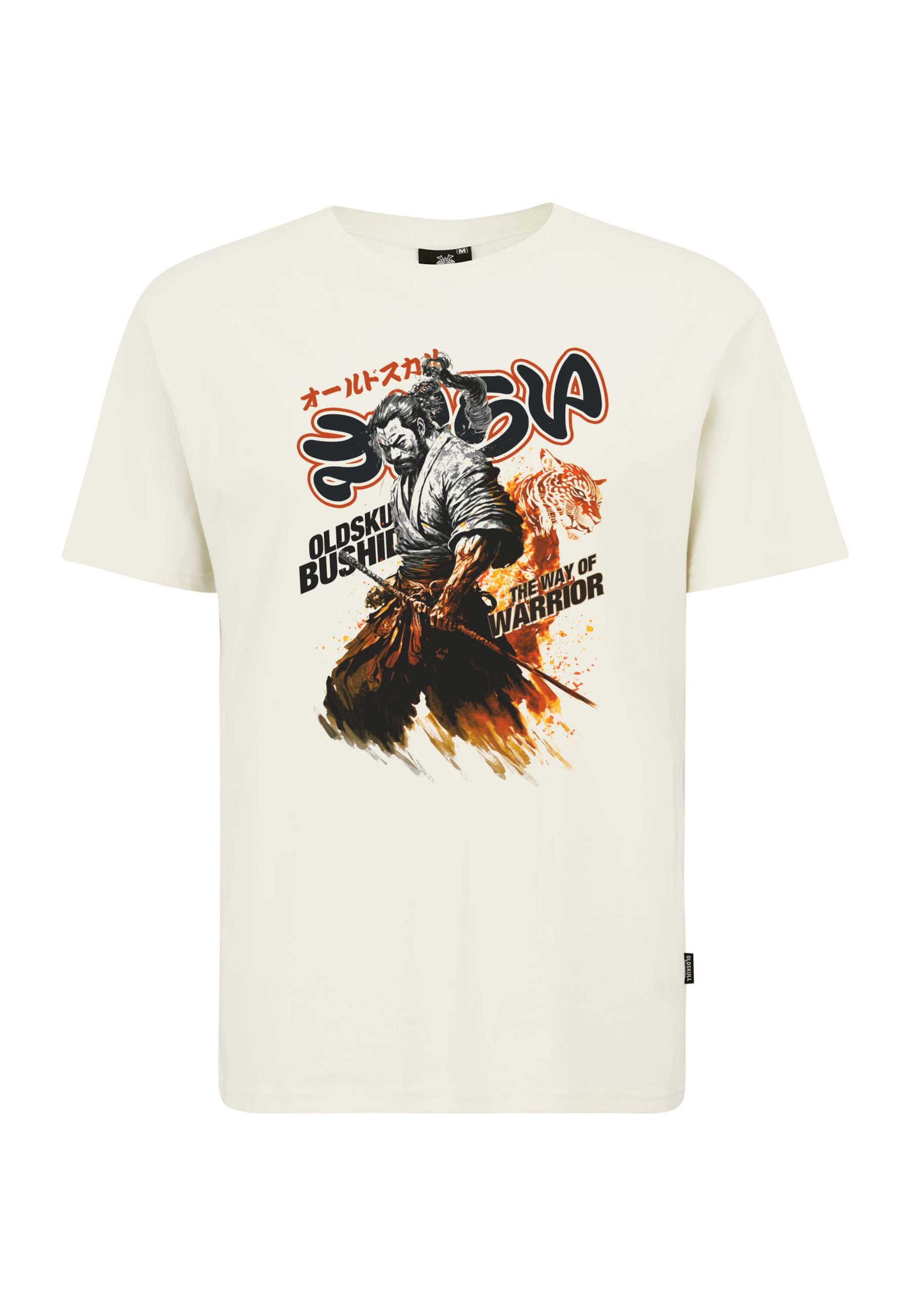 Oldskull Shirt 'Japanese Samurai Warrior' in White: front