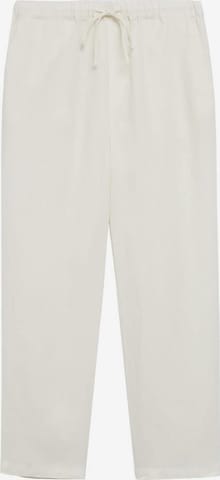MANGO Широка кройка Панталон 'Linen' в бяло: отпред