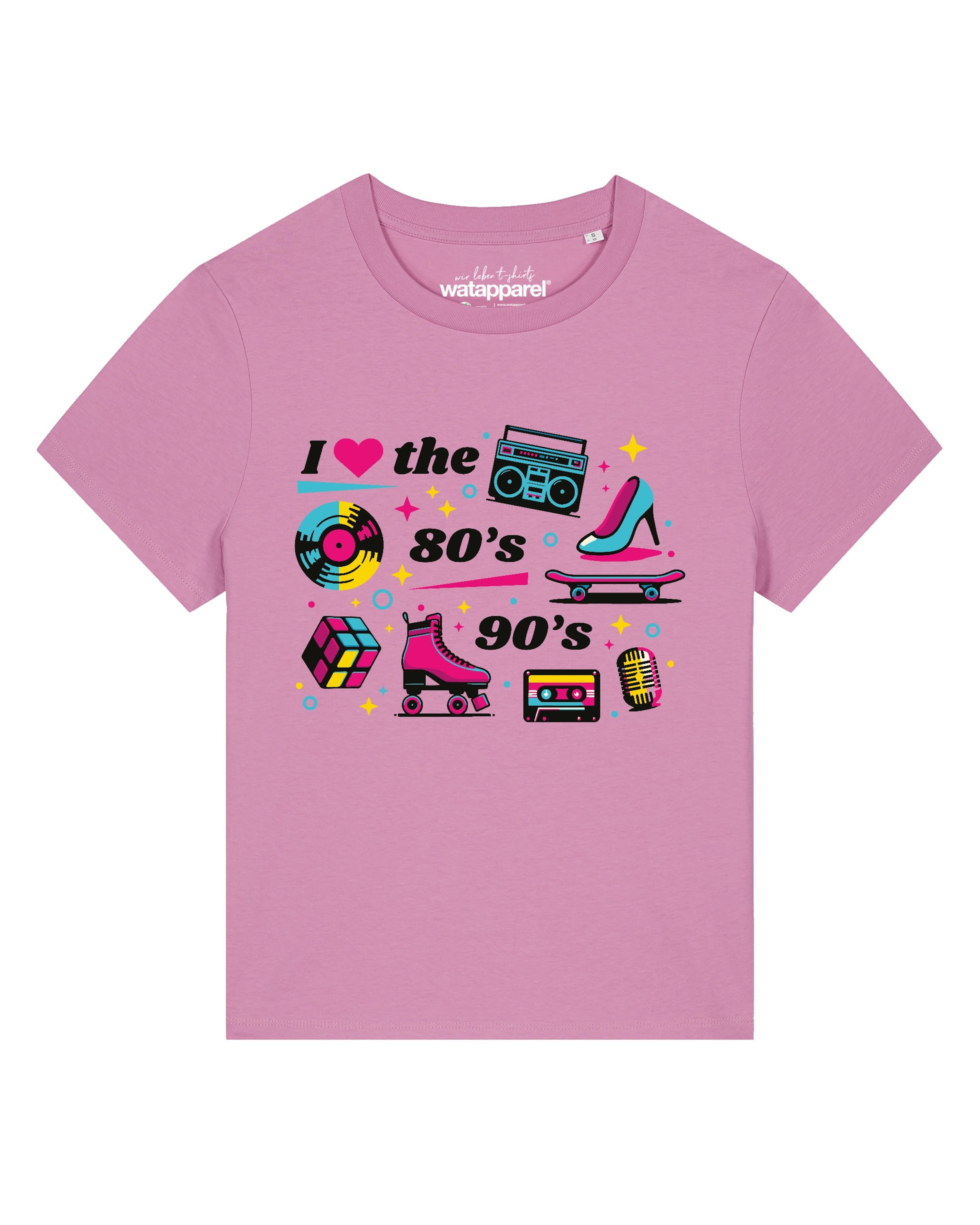Maglietta '80s Love' di Watapparel in rosa: frontale