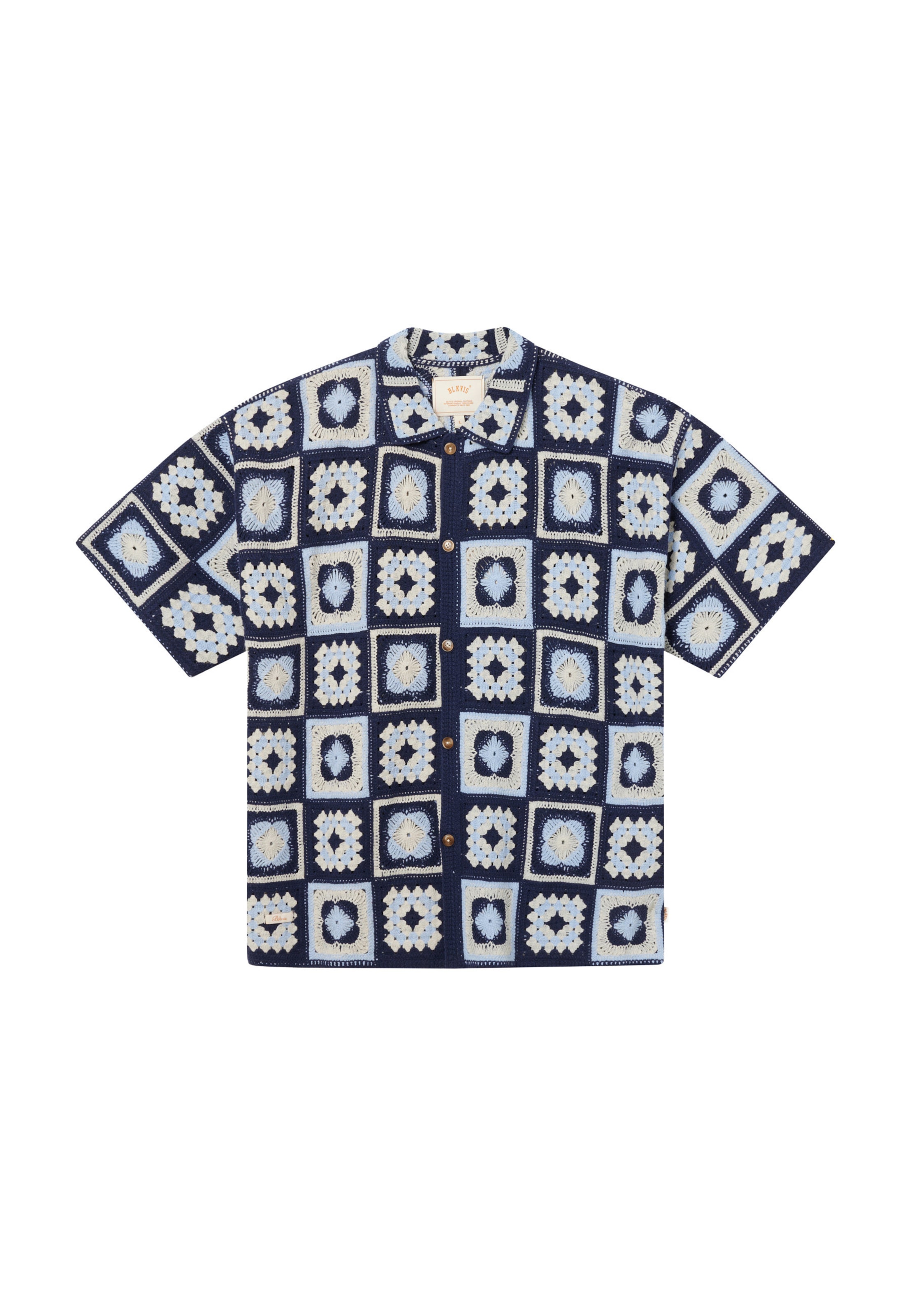 Coupe regular Chemise 'Crochet Granny' BLKVIS en bleu : devant