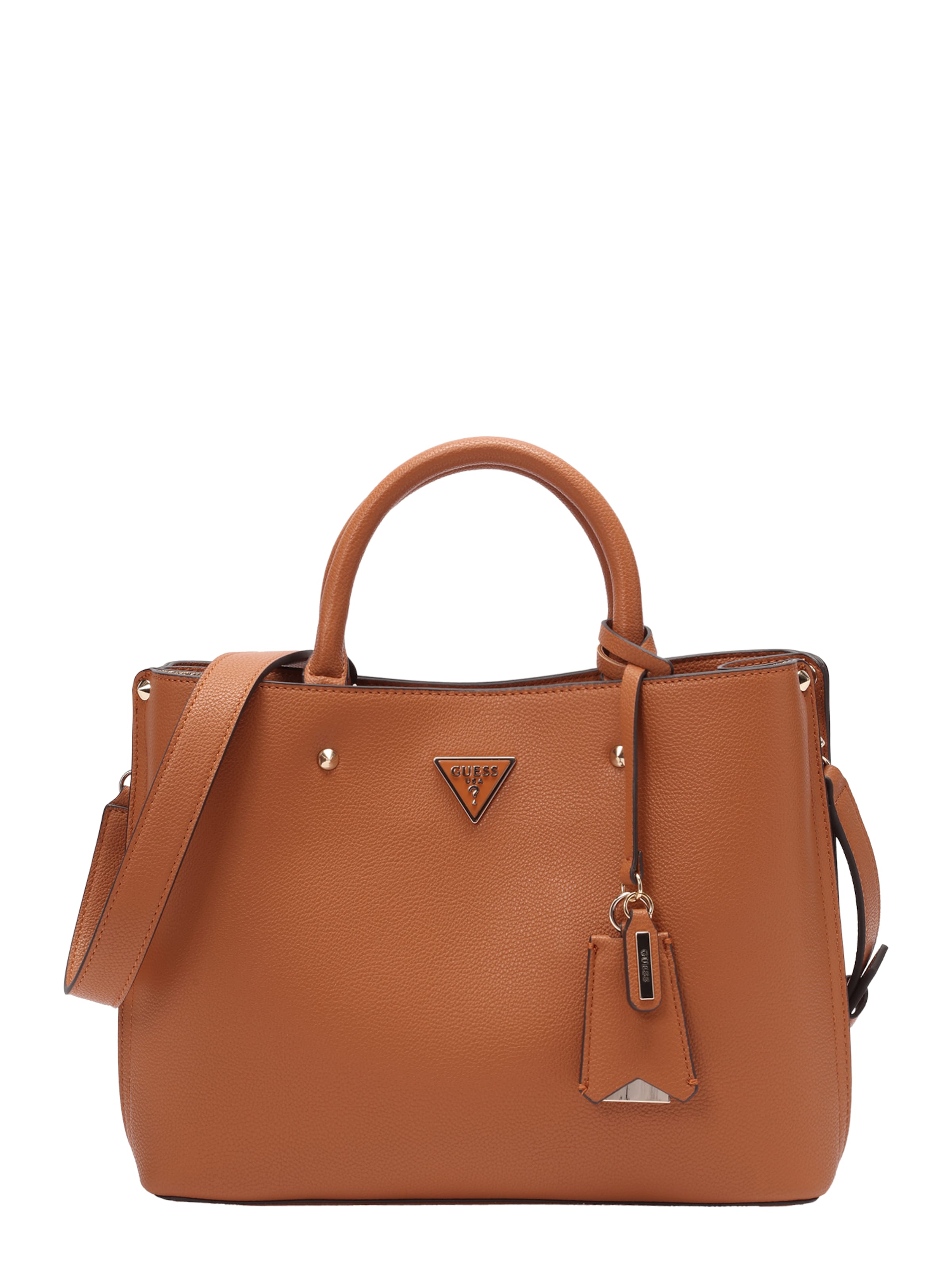 GUESS Handväska 'MERIDIAN II GIRLFRIEND SATCHEL' i brun: framsida