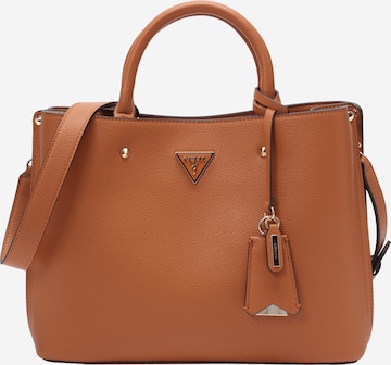GUESS Håndtaske 'MERIDIAN II GIRLFRIEND SATCHEL' i brun: forside