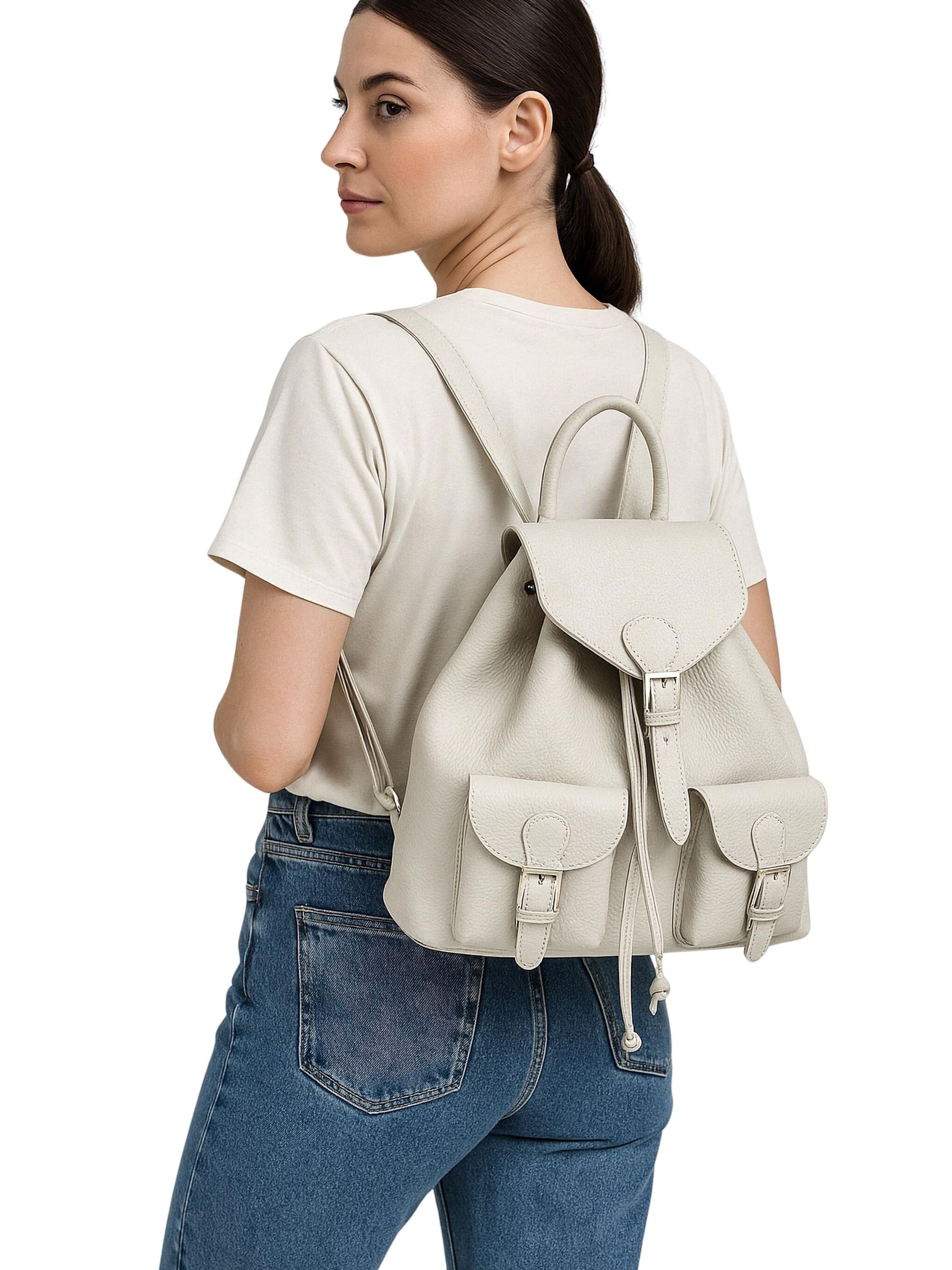 COLLEZIONE ALESSANDRO Backpack 'Chicaletta' in Beige: front
