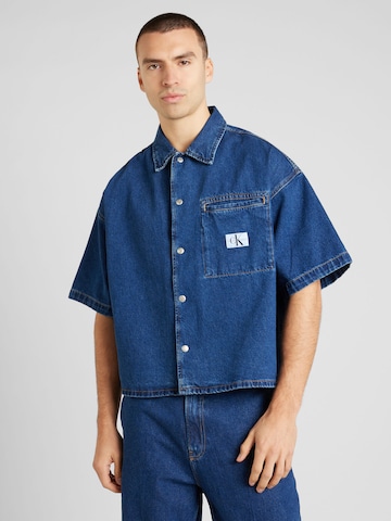 Calvin Klein Jeans Regular Риза в синьо: отпред