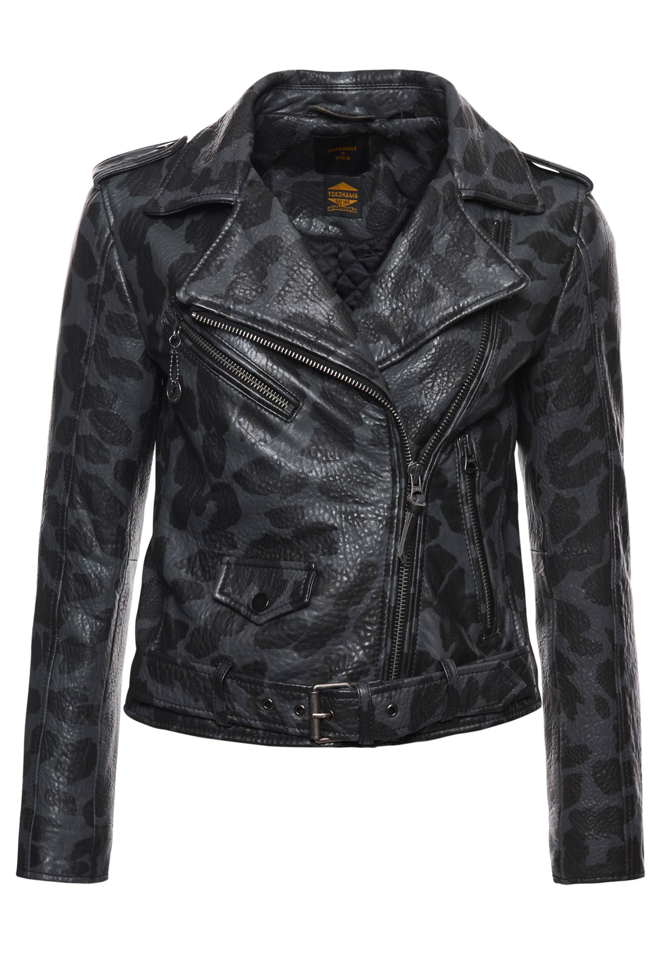 Frauen Jacken Superdry SUPERDRY Rocker verkürzte Bikerjacke aus Leder in Schwarz - AT44420 Frauen Jacken Superdry SUPERDRY Rocker verkürzte Bikerjacke aus Leder in Schwarz - AT44420