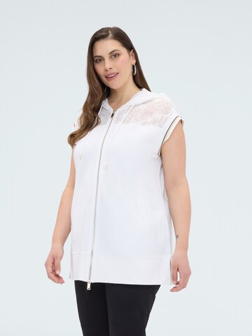 Fiorella Rubino - Sudadera con cremallera en blanco: frente