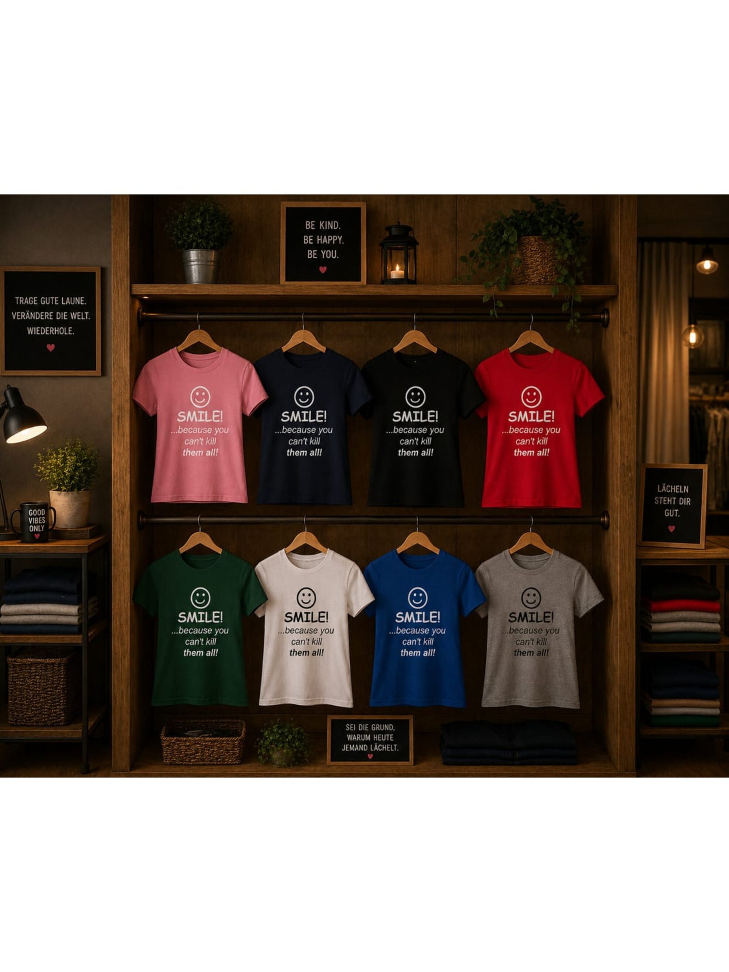 Blondie & Brownie Shirt 'SmileKill' in Blue