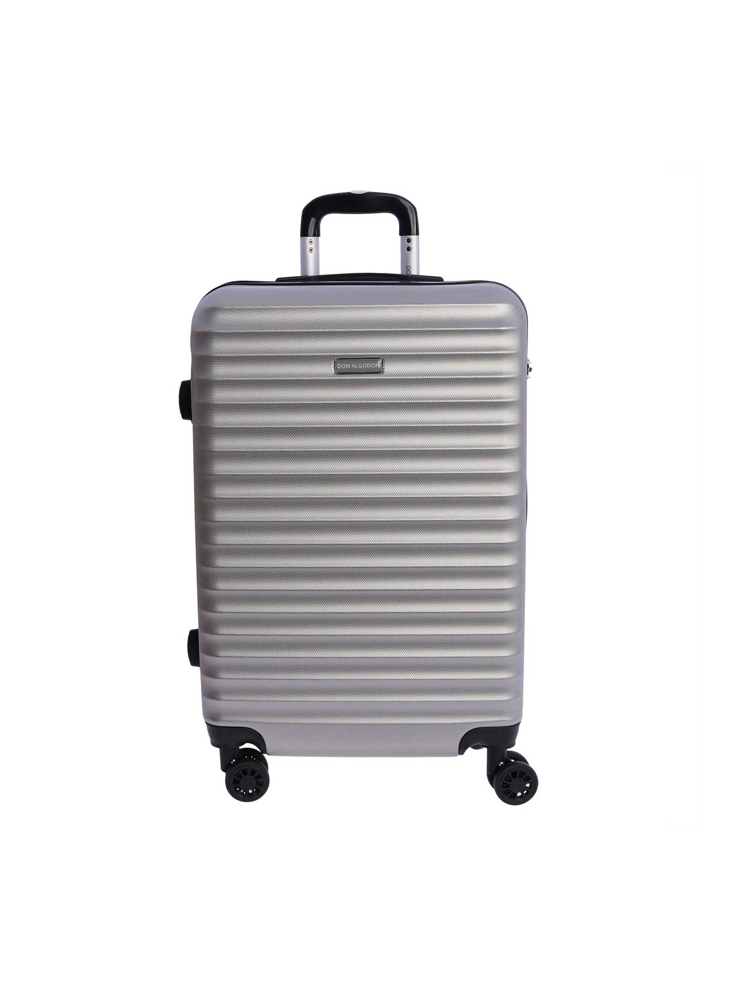Don Algodon - Carrito 'DON ALGODON Maleta Mediana 23 kg | Maleta de Viaje Rígida con 4 Ruedas Dobles 360º, Candado TSA y Asa Telescópica | Equipaje Resistente al Agua para Viajes en Avión' en plata