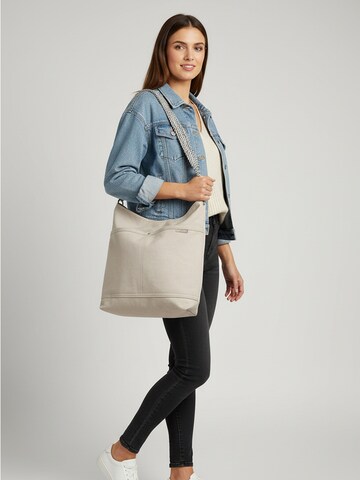 SANUMI Crossbody Bag 'Canvas Hobobag' in Grey: front