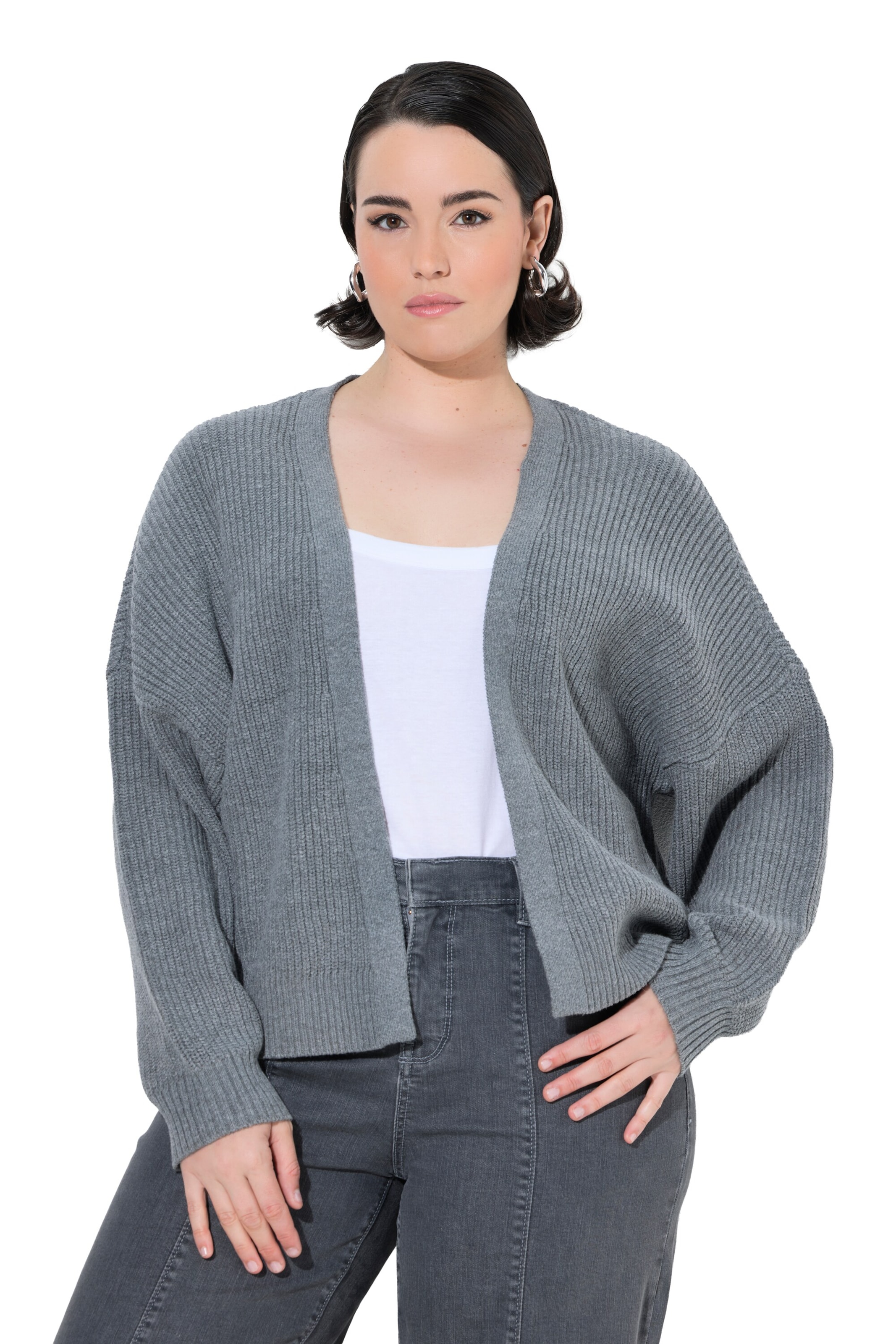 Ulla Popken Strickjacke in Grau: Vorderseite
