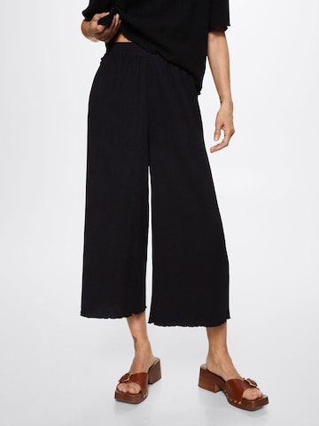 MANGO Wide Leg Bukse i svart: forside