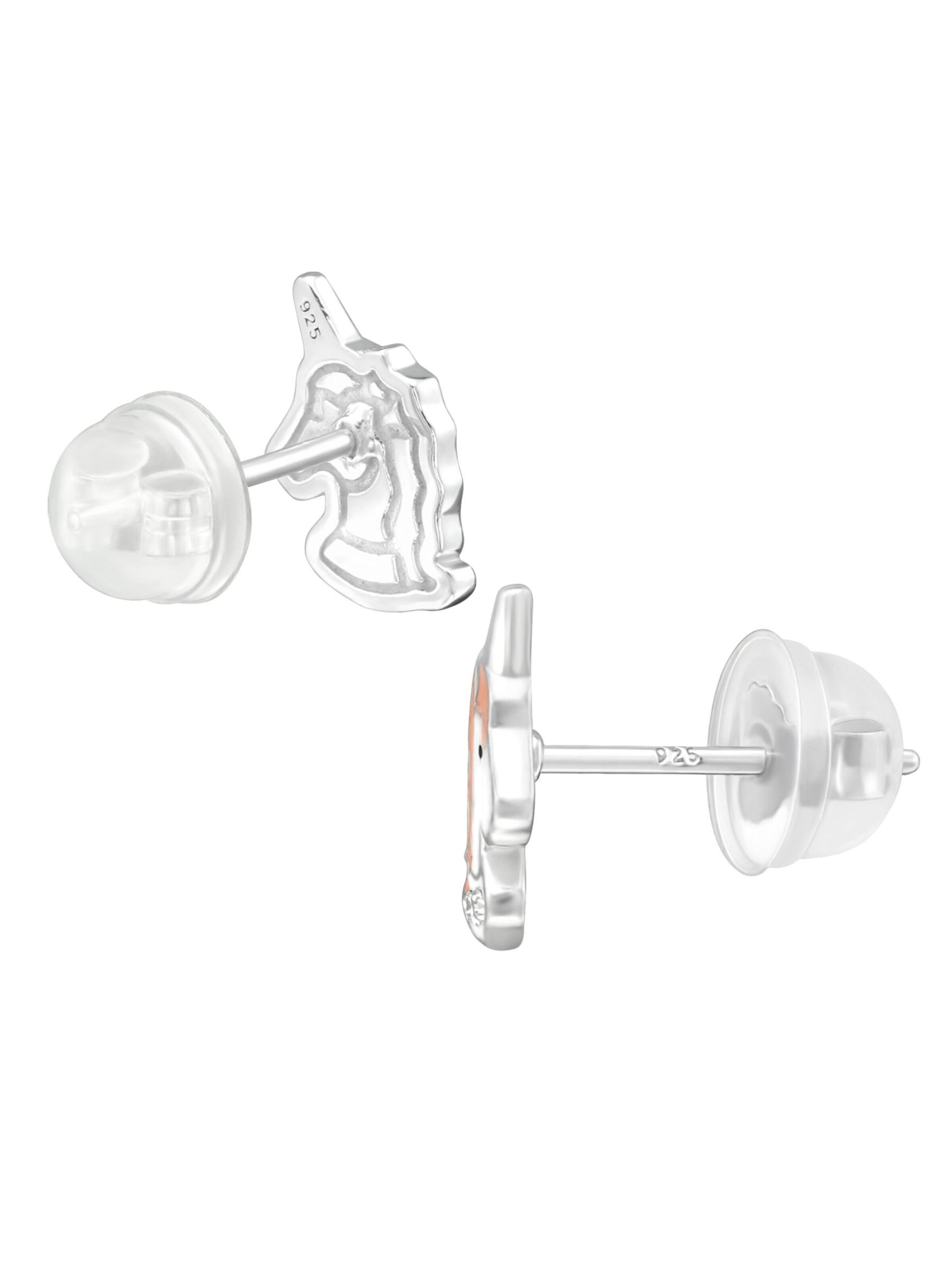 Boucles d'oreilles 'Premium Kinder-Ohrstecker Einhorn aus Sterling Silber mit Kristall und Epoxidharz' Maxte en rose