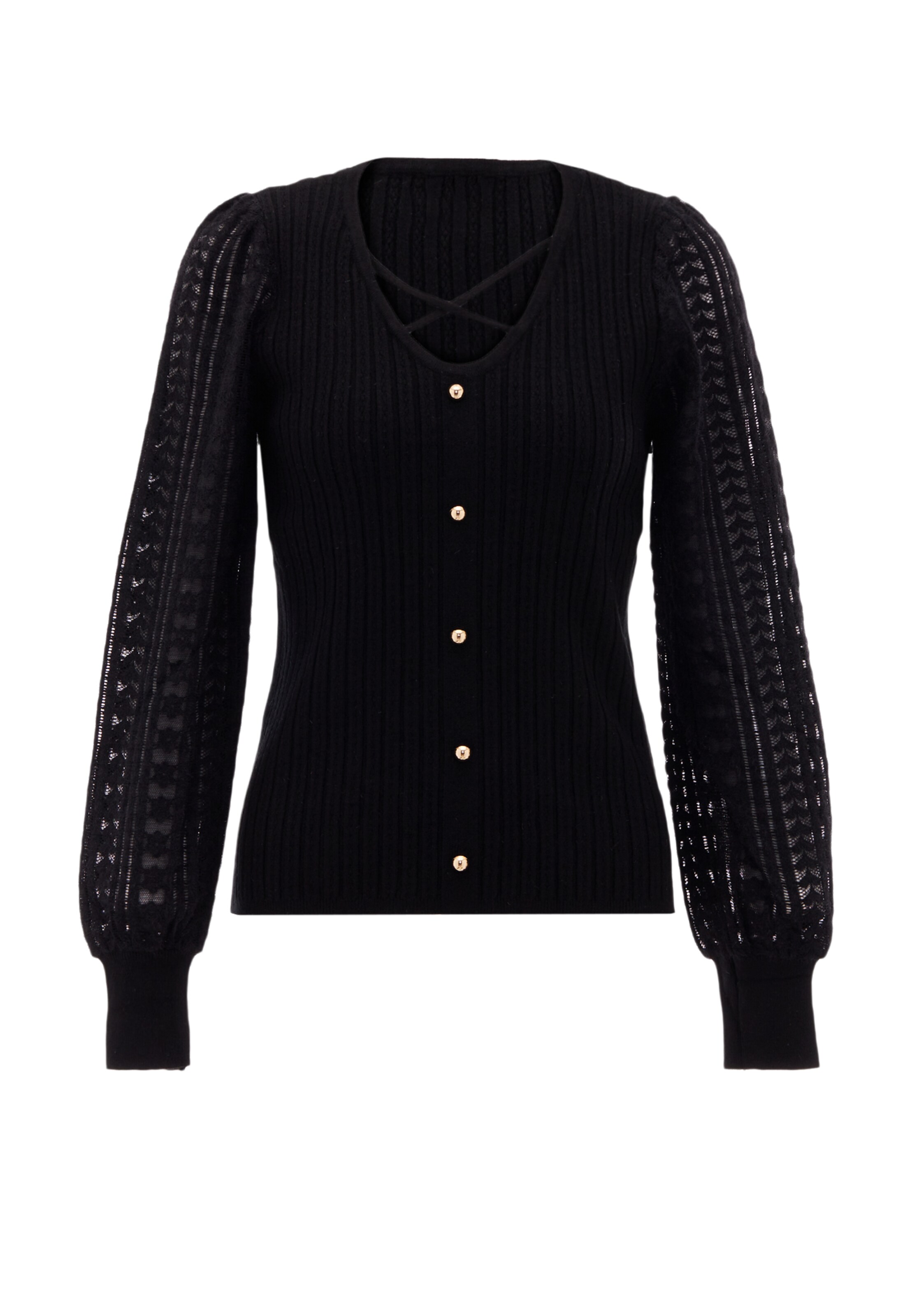 NAEMI Strickjacke in Schwarz: Vorderseite