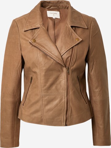 Cream Between-Season Jacket 'Rabia' in Brown: front