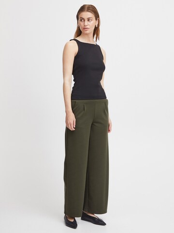 ICHI Wide leg Chino 'Kate' in Groen