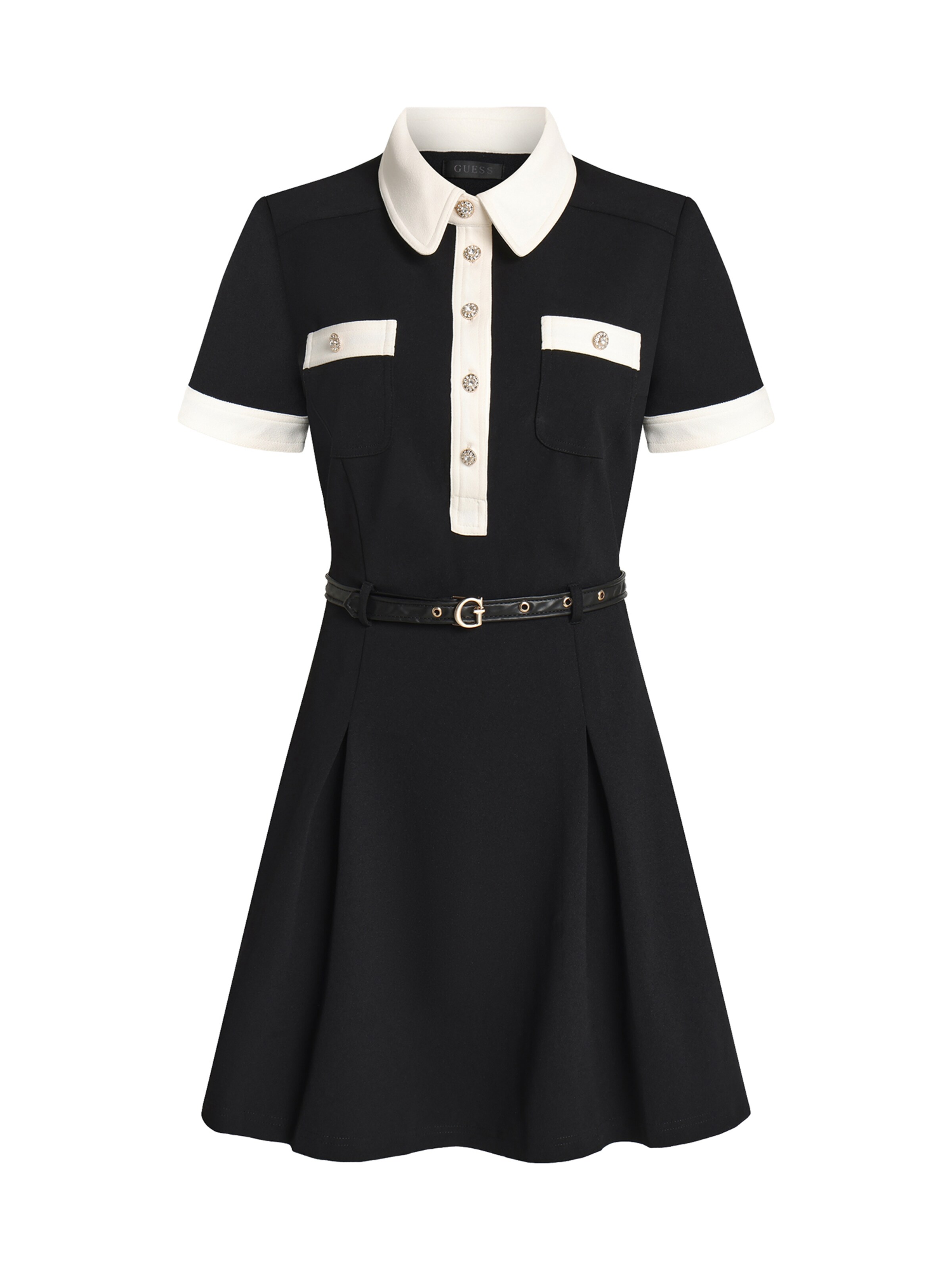 GUESS - Vestido camisero 'CLAUDIE' en negro: frente