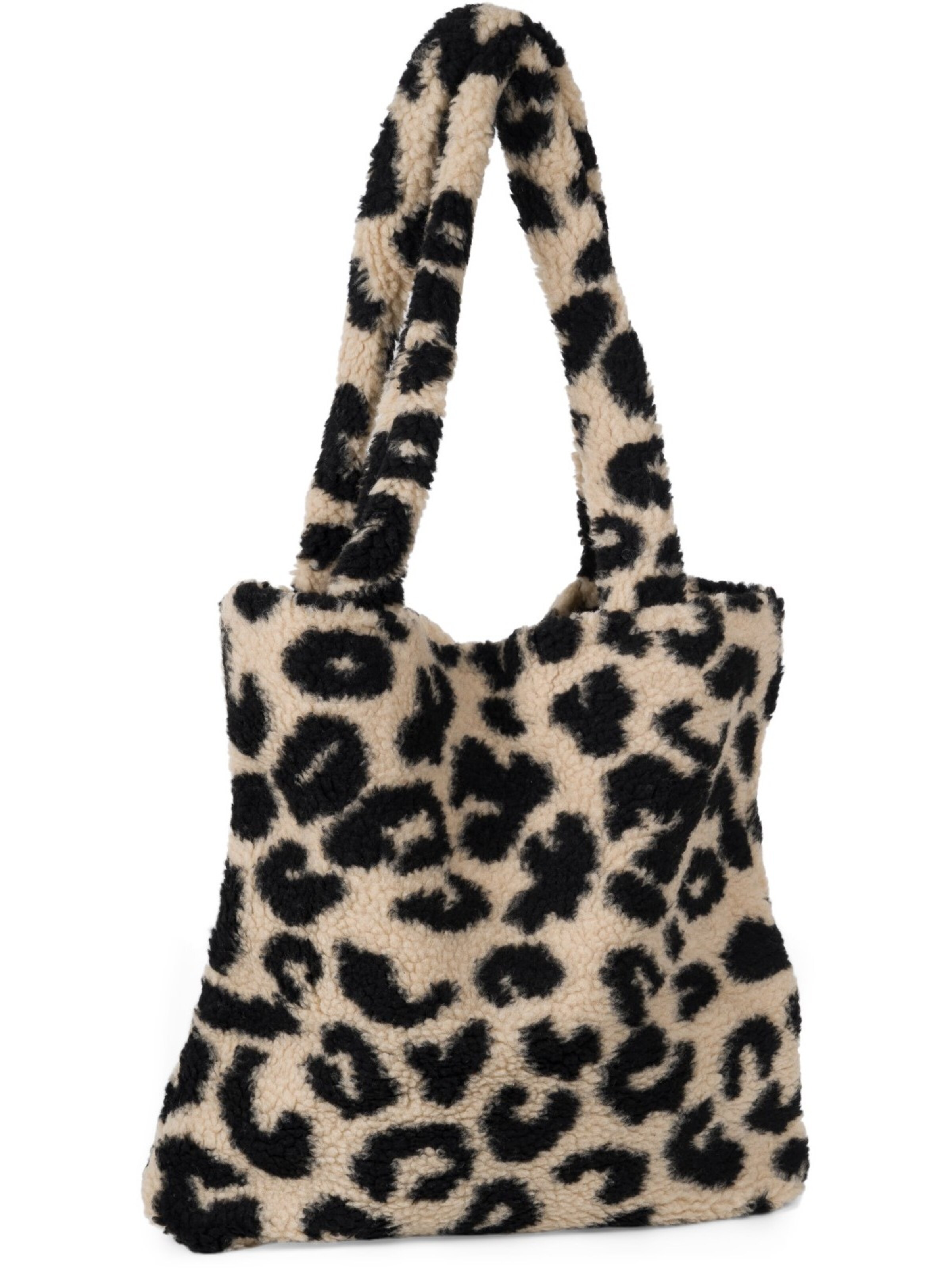 styleBREAKER Shoulder bag 'Leo Shopper Teddyfell Optik' in Beige: front