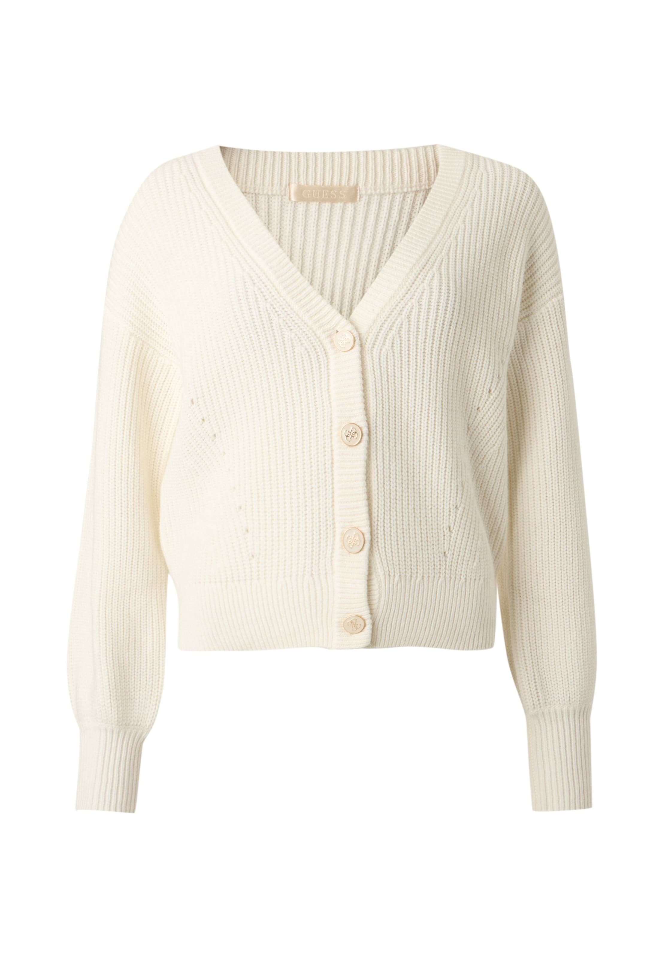 GUESS Strickjacke 'FAITH' in Weiß: Vorderseite