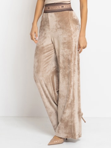 JIORO Wide leg Broek 'ESSENTIALS' in Beige