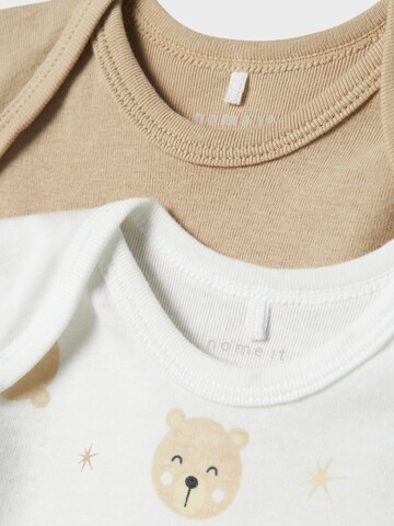 NAME IT Romper/bodysuit 'Oxford Bear' in Beige