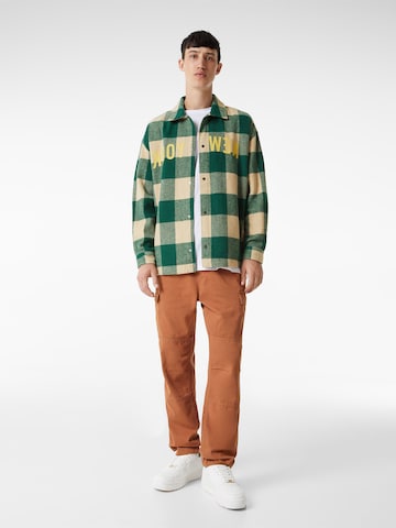 Bershka Comfort fit Button Up Shirt in Green