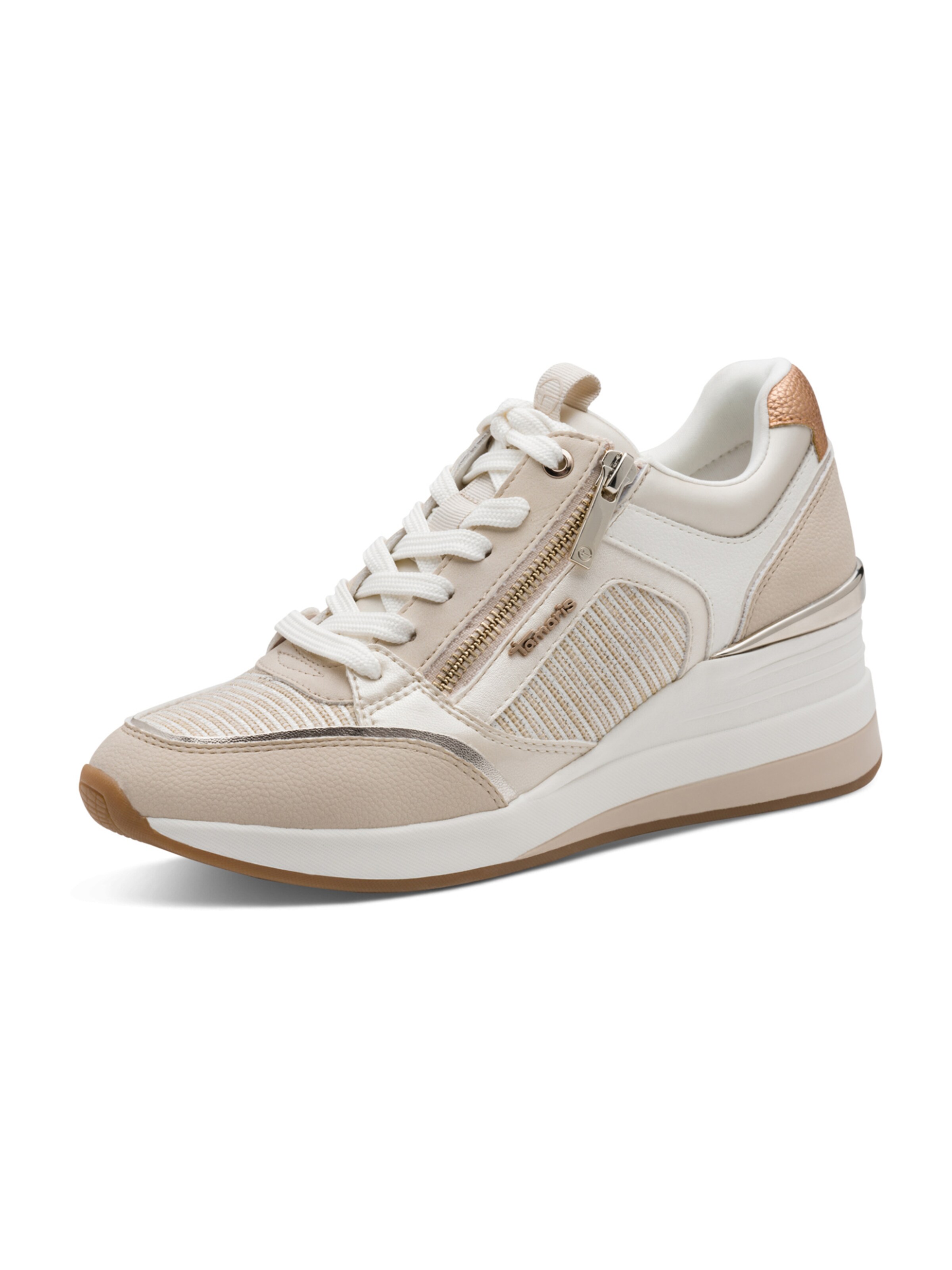 Baskets basses Tamaris en beige : devant